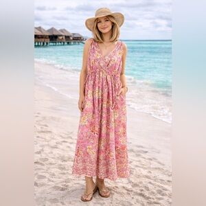 Easel Pink Floral Maxi Dress